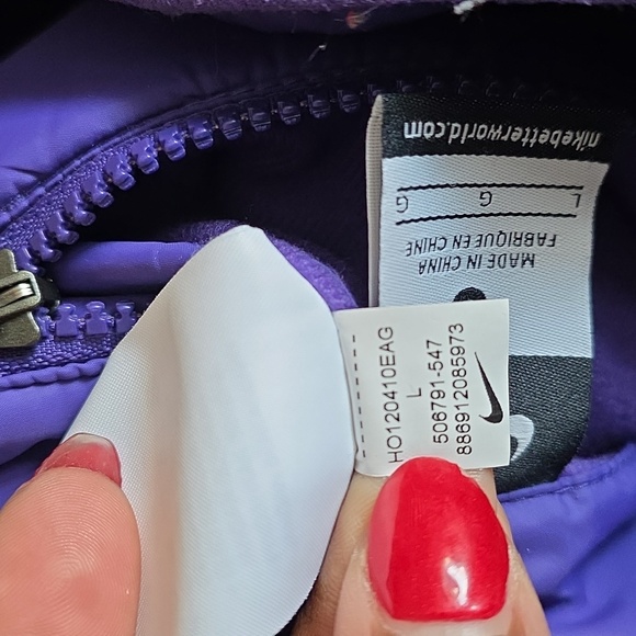 Vintage y2k Nike Reversible Hooded Quilted Puffer Jacket  Black Purple Sz LG - Picture 15 of 16